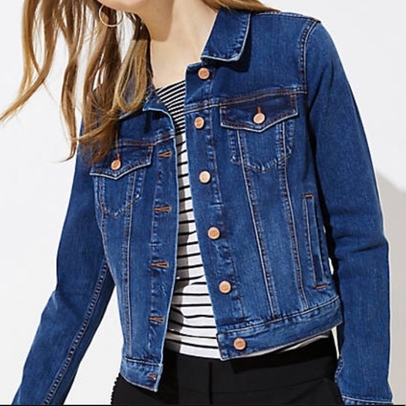 LOFT Jackets & Blazers - LOFT Denim Jean Jacket Dark Wash Copper Buttons